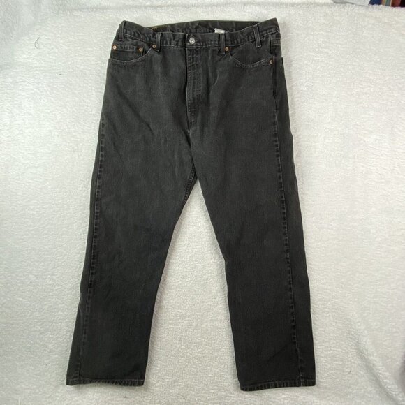 Levis 505 Jeans Mens 42x30 (40x30) Black Regular Fit Straight Leg Denim Workwear - Picture 1 of 11
